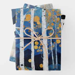 Modern Boho Mountain Aspen Wrapping Paper Sheets