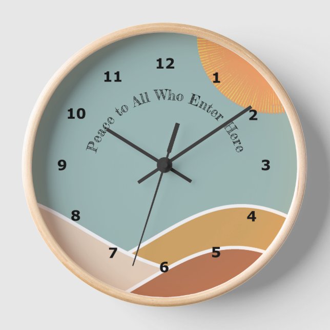 Modern Boho Mountain Design Clock (Front)