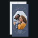 Modern Boho Navy Blue and Gold Save The Date Photo<br><div class="desc">Contemporary bohemian save the date photo cards</div>