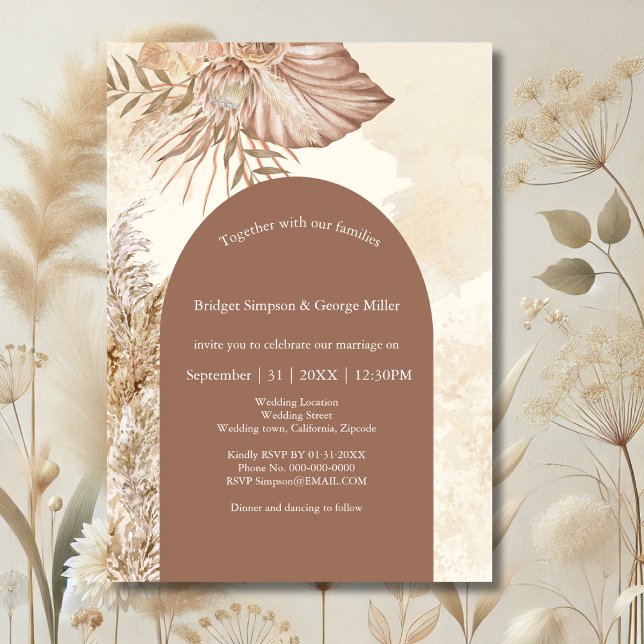 Modern Boho Neutral arch Wedding  Invitation (Creator Uploaded)