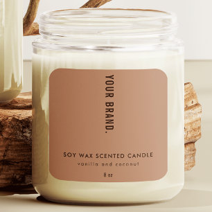 Modern Boho Neutral Beige Jar Packaging Candle Square Sticker