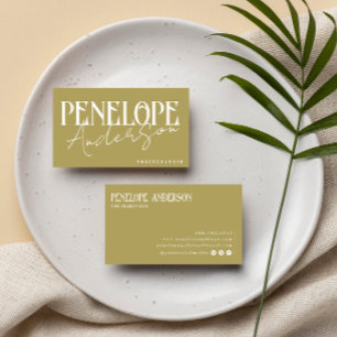 Modern Boho Neutral  Sage Green   Elegant Trendy   Business Card