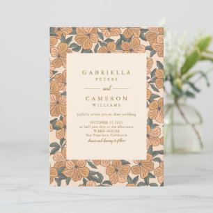 Modern Boho Neutrals Floral Garden Wedding Invitation