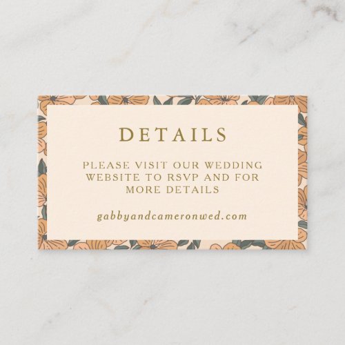 Modern Boho Neutrals Floral Wedding Website Enclosure Card