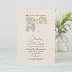Modern Boho Nursery Mobile Baby Shower Invitation