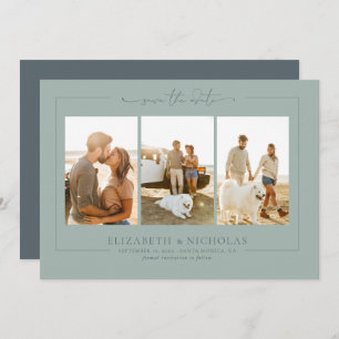 Modern Boho Ocean Glass   3 Photo Save the Date