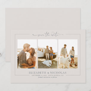 Modern Boho Ocean Glass 3 Photo Save the Date