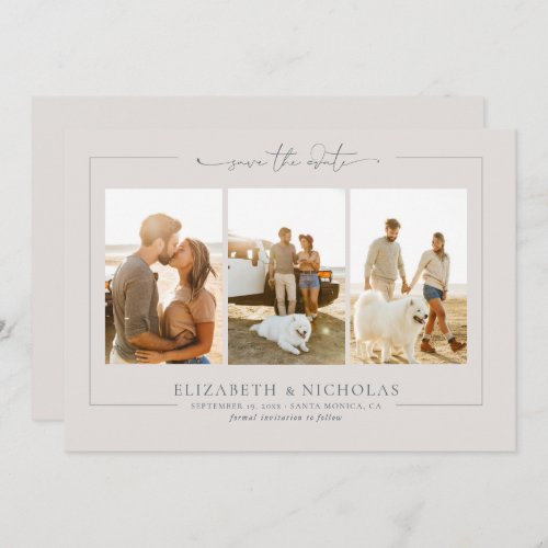 Modern Boho Ocean Glass  3 Photo Save the Date