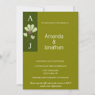 Modern Boho Olive Green Wedding Invitation