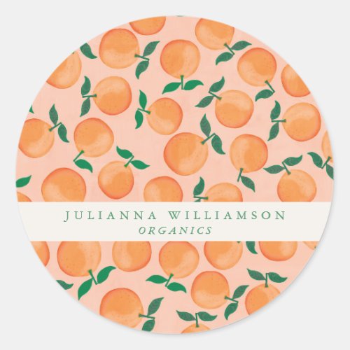 Modern Boho Oranges Citrus Fruit Blush Branding Classic Round Sticker