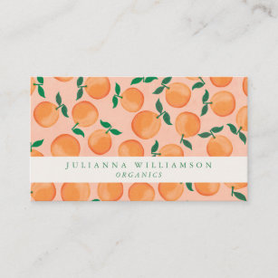 Modern Boho Oranges Citrus Fruit Blush Green Business Card