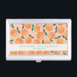 Modern Boho Oranges Citrus Fruit Blush Green  Business Card Case<br><div class="desc">Modern Boho Oranges Citrus Fruit Blush Green Custom Business Card Case</div>