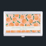 Modern Boho Oranges Citrus Fruit Blush Green  Business Card Case<br><div class="desc">Modern Boho Oranges Citrus Fruit Blush Green Custom Business Card Case</div>
