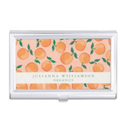 Modern Boho Oranges Citrus Fruit Blush Green  Business Card Case
