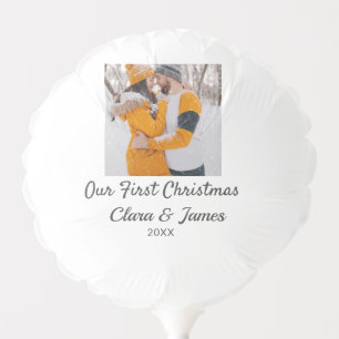 Modern boho our first Christmas photo couple name  Balloon