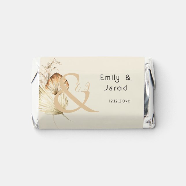 Modern Boho Palm Ampersand Wedding  Hershey's Miniatures (Front)