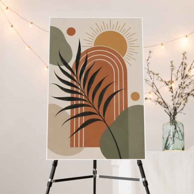 Modern Boho Palm Leaf Art Poster (In Situ (Stand))