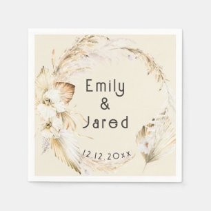 Modern Boho Palm Orchids Wedding Napkins