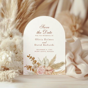 Modern Boho Pampas Grass Arch Shape  Save The Date