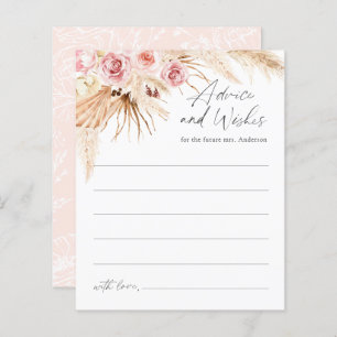 Modern Boho Pampas Grass Bridal Shower Advice card