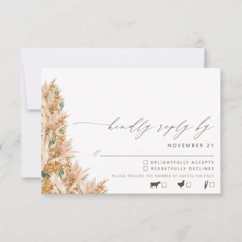 Modern Boho Pampas Grass Wedding RSVP