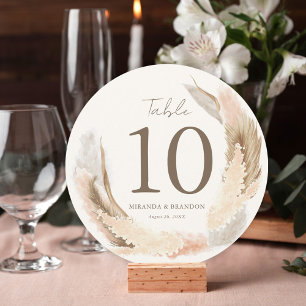 Modern Boho Pampas Grass Wedding Table Number