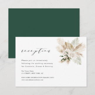 modern boho pampas greenery wedding reception card