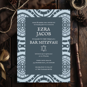 Modern Boho Pattern Custom B'nai Bat Bar Mitzvah  Invitation