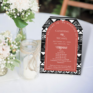 Modern Boho Pattern Wedding Arch Coral Program