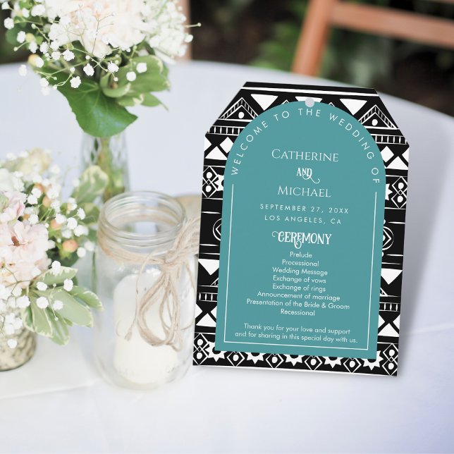 Modern Boho Pattern Wedding Arch Green Program (Creator Uploaded)