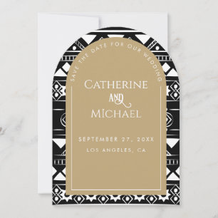 Modern Boho Pattern Wedding Photo Arch Gold Save The Date