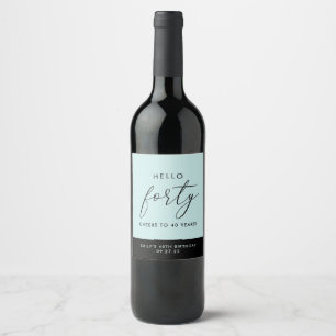 Modern Boho Personalized 40th Birthday Wine Label