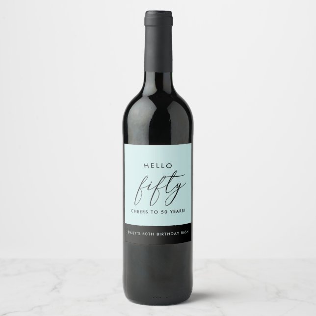 Modern Boho Personalized 50th Birthday Wine Label (Front)