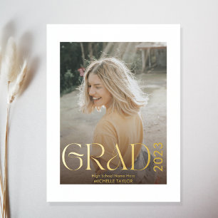 Modern Boho Photo Graduate High School Foil Prints