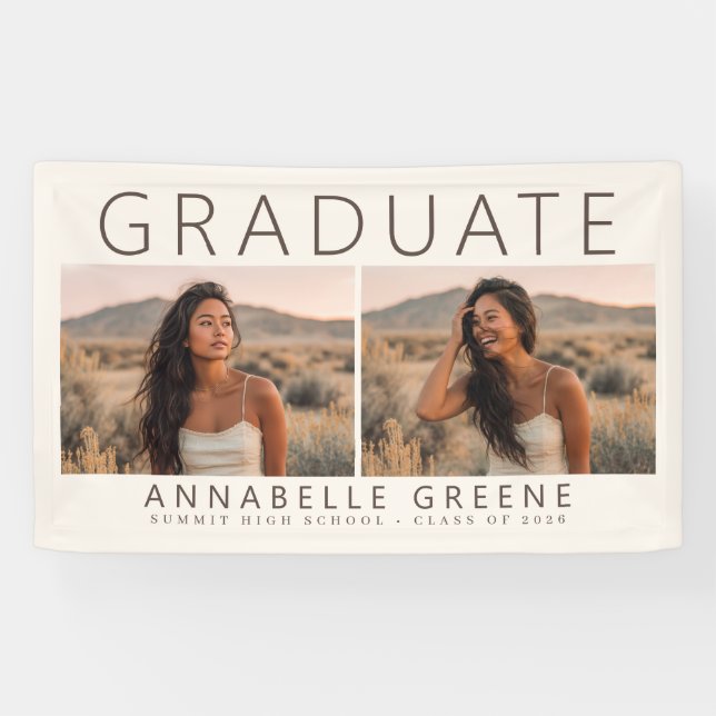 Modern Boho Photo Graduation Banner Graduate (Horizontal)
