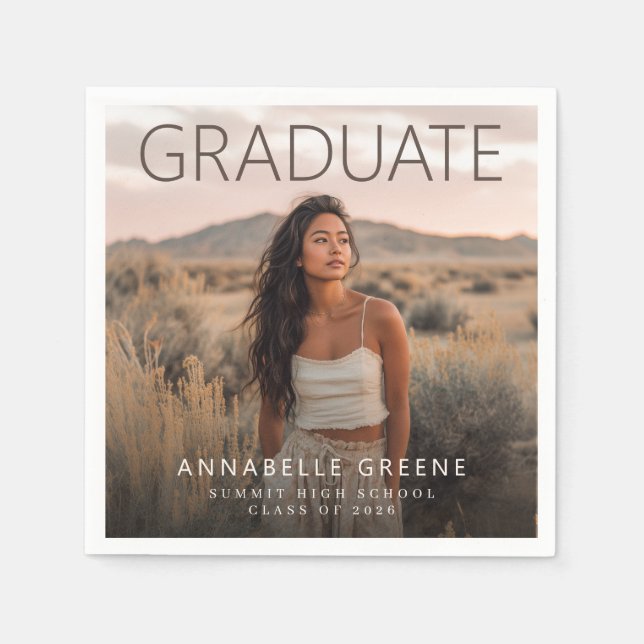 Modern Boho Photo Graduation Napkins (Front)