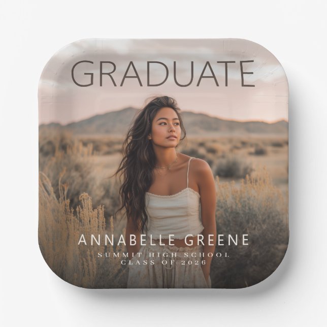 Modern Boho Photo Graduation Plate Graduate (Front)