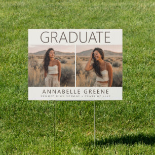 Modern Boho Photo Graduation Yard Sign Grad