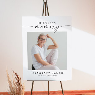 Modern Boho Photo Memorial Funeral Welcome Foam Board
