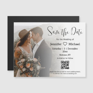 Modern Boho Photo QR Code Save the Date Magnet
