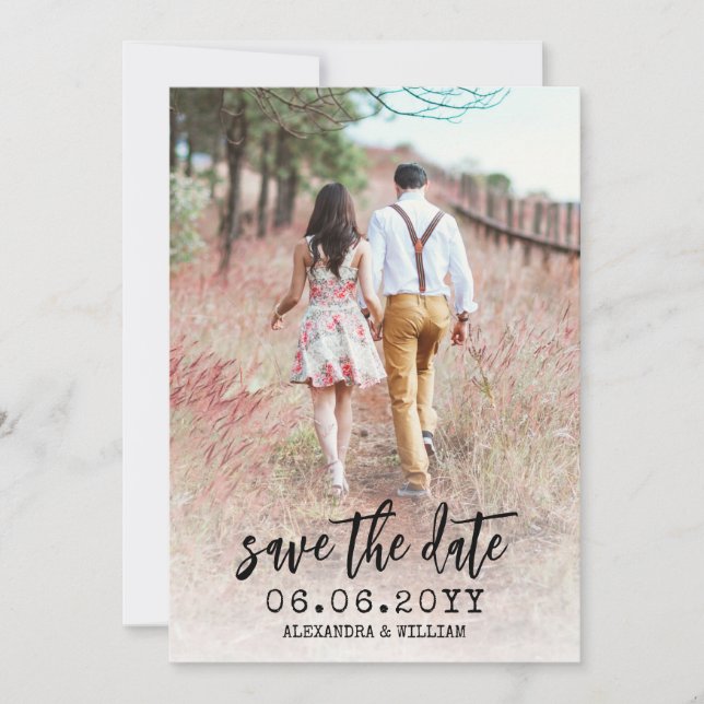 Modern Boho Photo QR Template Save The Date  (Front)