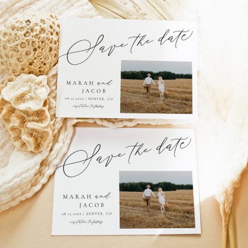 Modern Boho Photo Save the Date Invitation