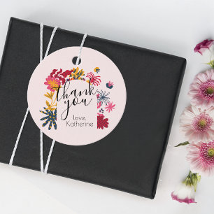 Modern Boho Pink Arch Floral Graduation Favor Tags