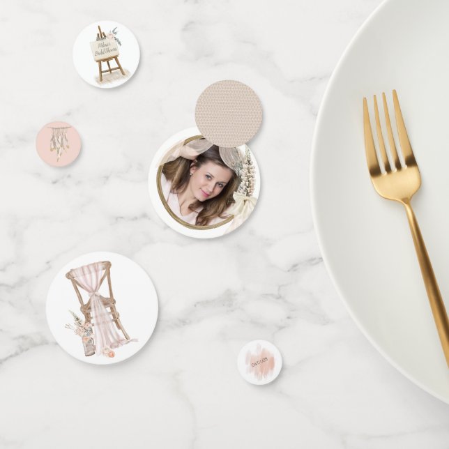 Modern Boho Pink Elegant Floral Wedding Confetti (Group)