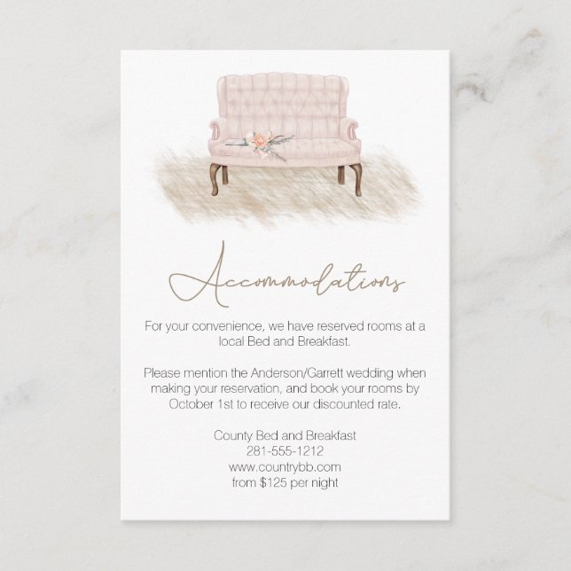 Modern Boho Pink Elegant Floral Wedding  Enclosure Card (Front)