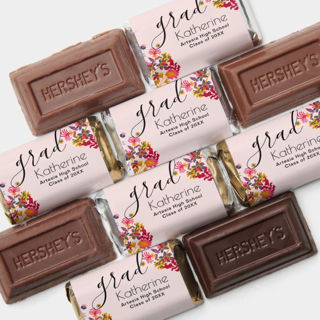 Modern Boho Pink Floral Graduation  Hershey's Miniatures (Assorted)