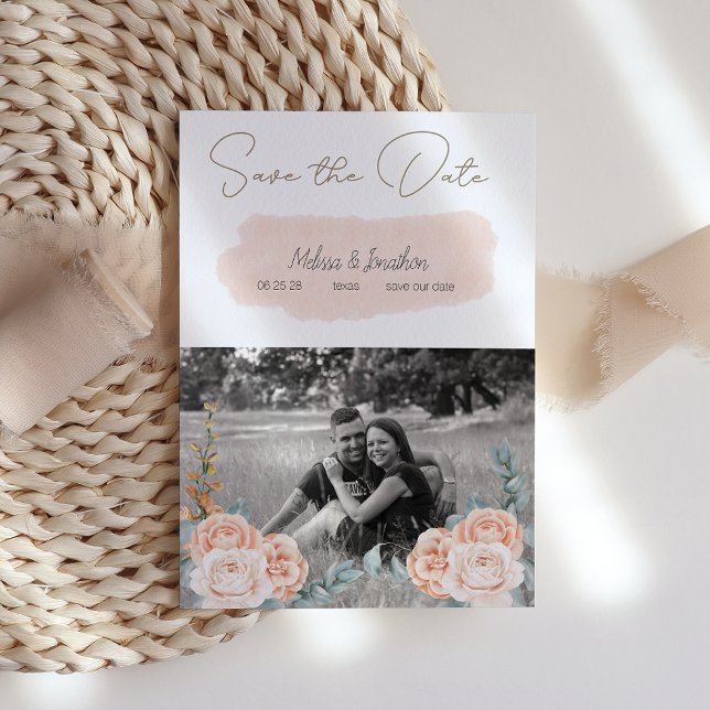 Modern Boho Pink Floral Image Save The Date (Creator Uploaded)