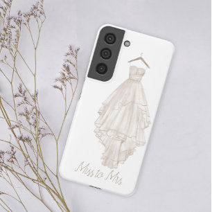 Modern Boho Pink Floral Wedding Miss to Mrs Samsung Galaxy S22 Case