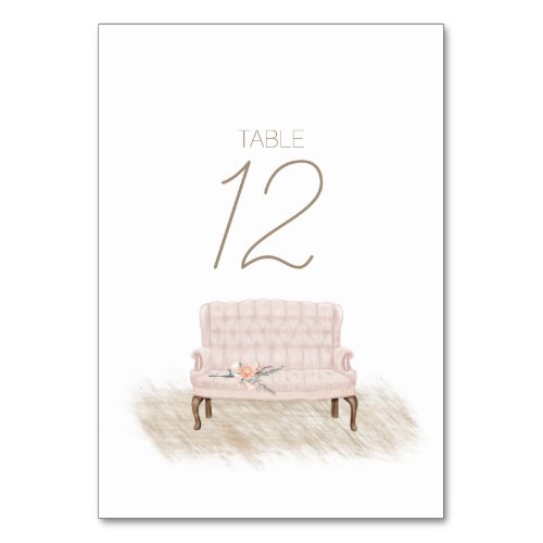 Modern Boho Pink Floral Wedding Table Number