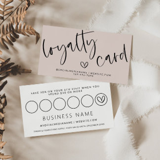 Modern Boho Pink Loyalty Discount Punch Card